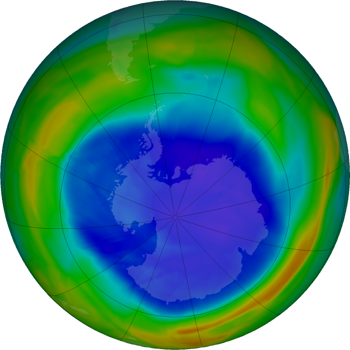Antarctic ozone map for 07 September 2018